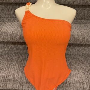 Shoshanna One-Shoulder with buckle Orange One Piece